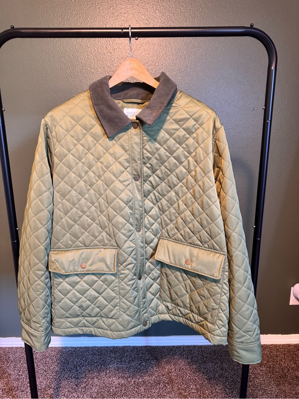 Market & Spruce Quilted Sage Green Puffer